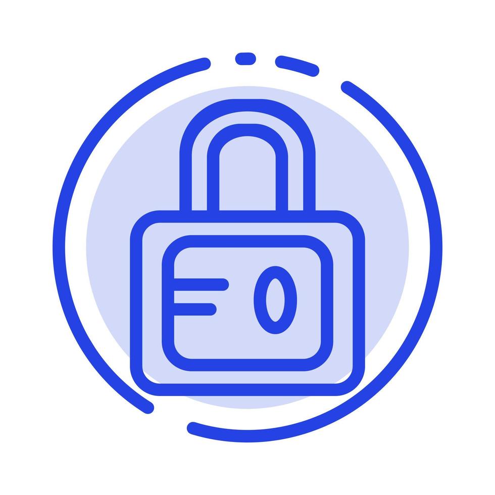 Lock School Study Blue Dotted Line Line Icon vector