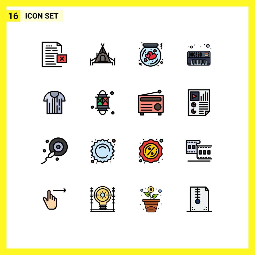 16 iconos creativos signos y símbolos modernos de camisa electrónica botella analógica ahorro elementos de diseño de vectores creativos editables