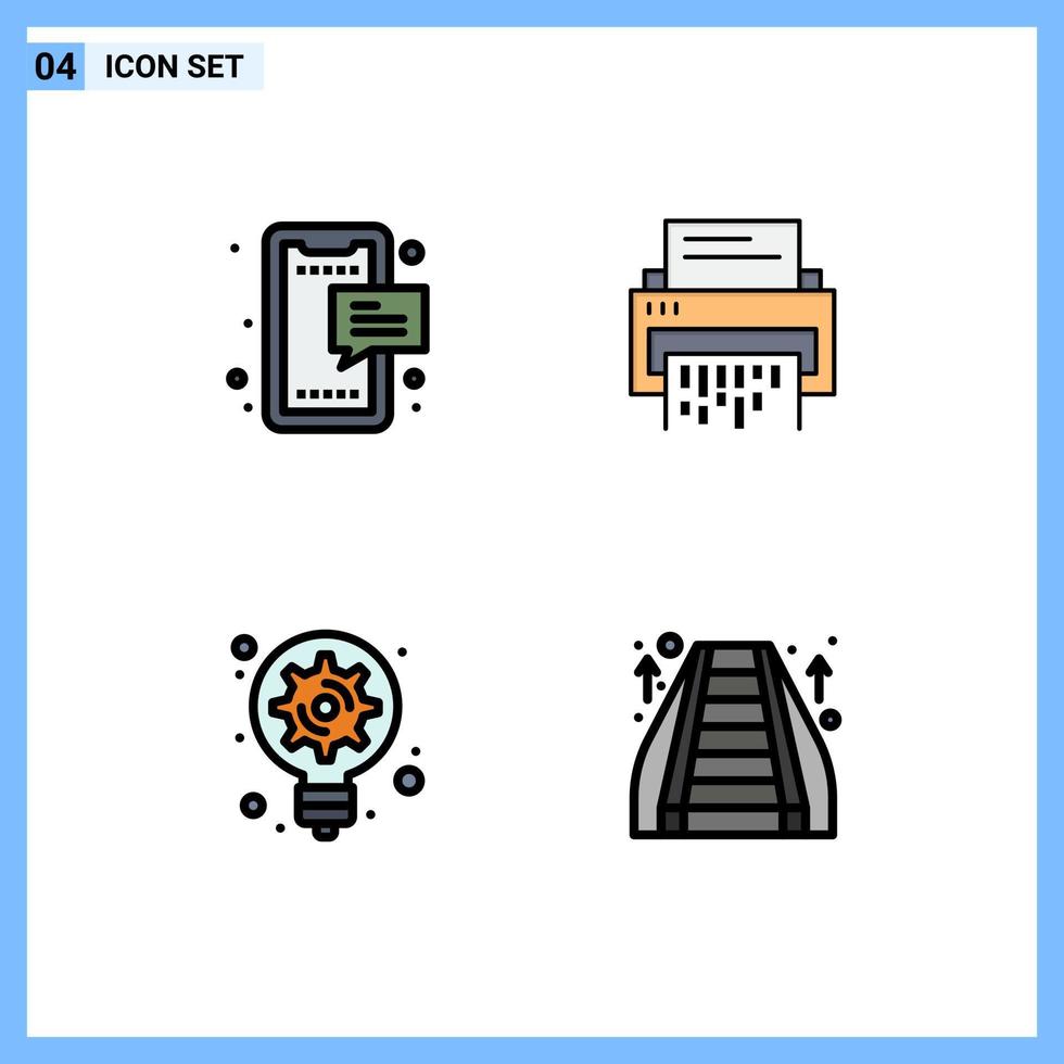 Universal Icon Symbols Group of 4 Modern Filledline Flat Colors of sms file mobile data shredder Editable Vector Design Elements