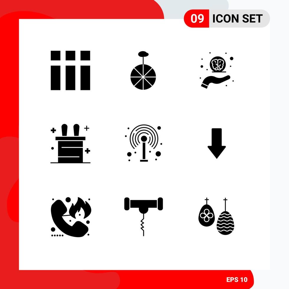 Pack of 9 creative Solid Glyphs of arrows wifi help router rabbit Editable Vector Design Elements