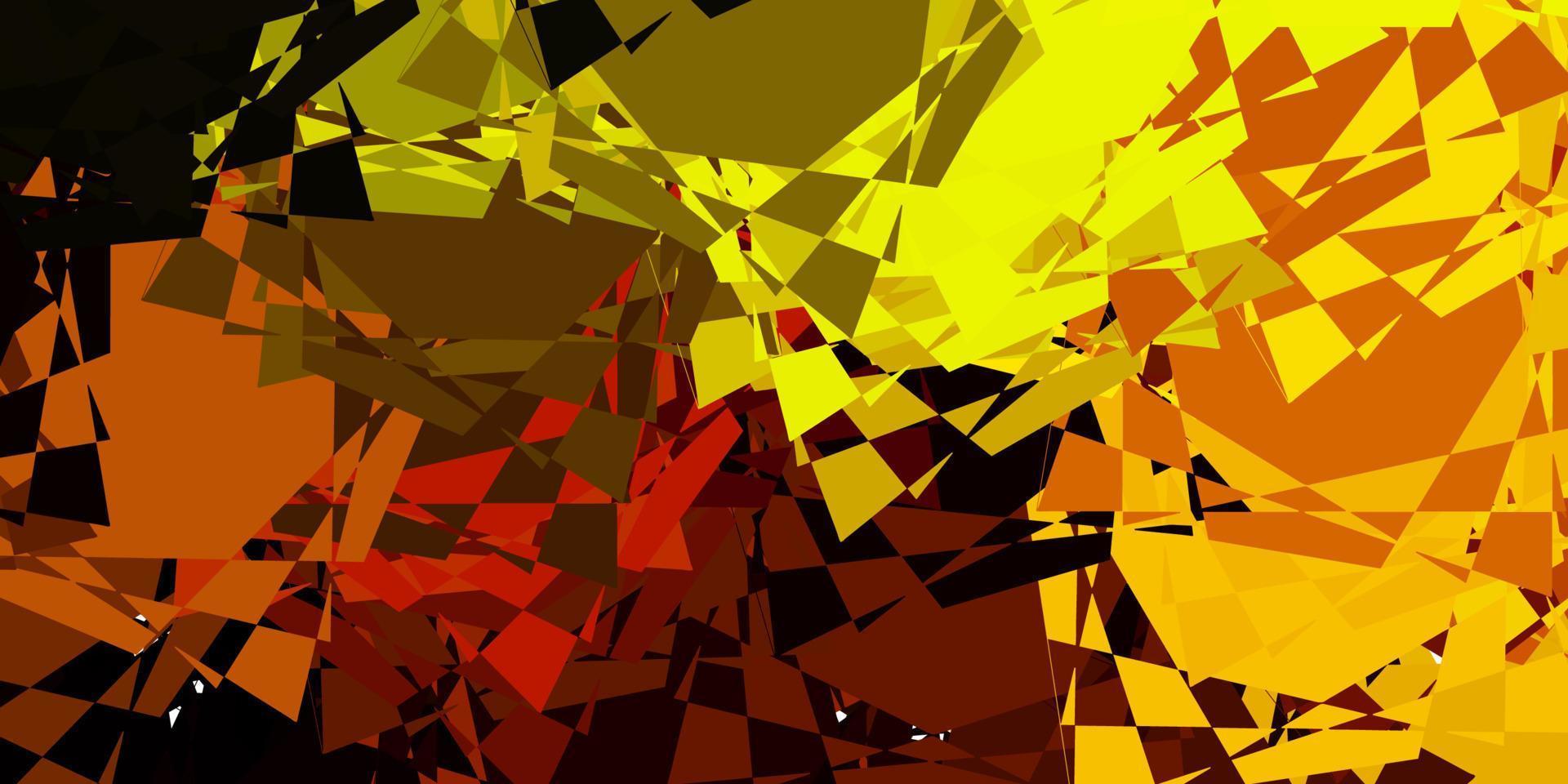 Telón de fondo de vector rojo oscuro, amarillo con triángulos, líneas.
