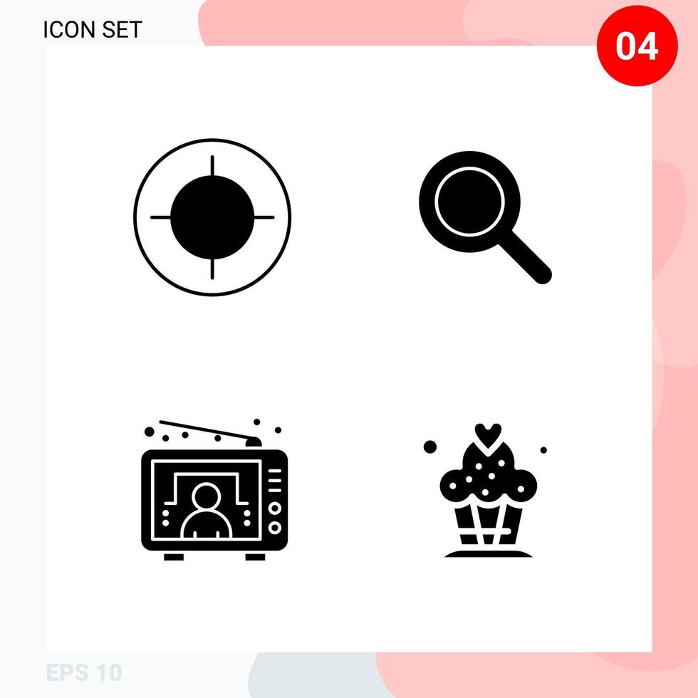 Vector Pack of 4 Icons in Solid Style. Creative Glyph Pack isolated on White Background for Web and Mobile.