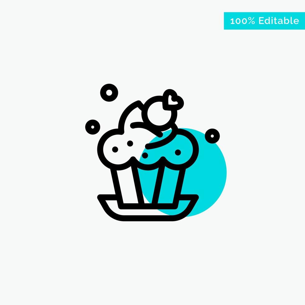 Bakery Cake Cup Dessert turquoise highlight circle point Vector icon