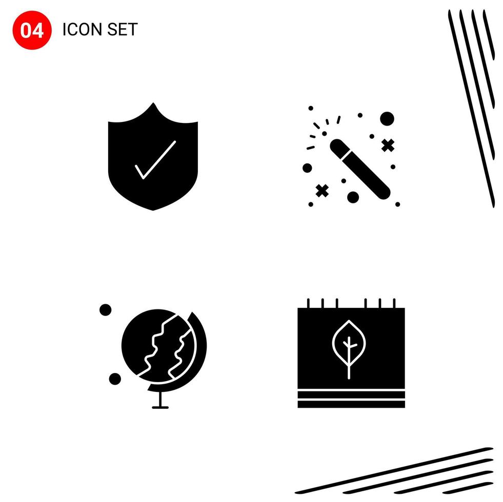 Collection of 4 Vector Icons in solid style. Pixle Perfect Glyph Symbols for Web and Mobile. Solid Icon Signs on White Background. 4 Icons.