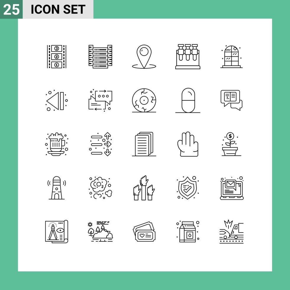 Group of 25 Modern Lines Set for cabinet home contact science chemistry Editable Vector Design Elements