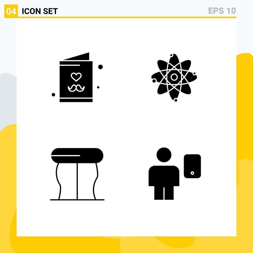 Stock Vector Icon Pack of 4 Line Signs and Symbols for dad interior card molecule avatar Editable Vector Design Elements