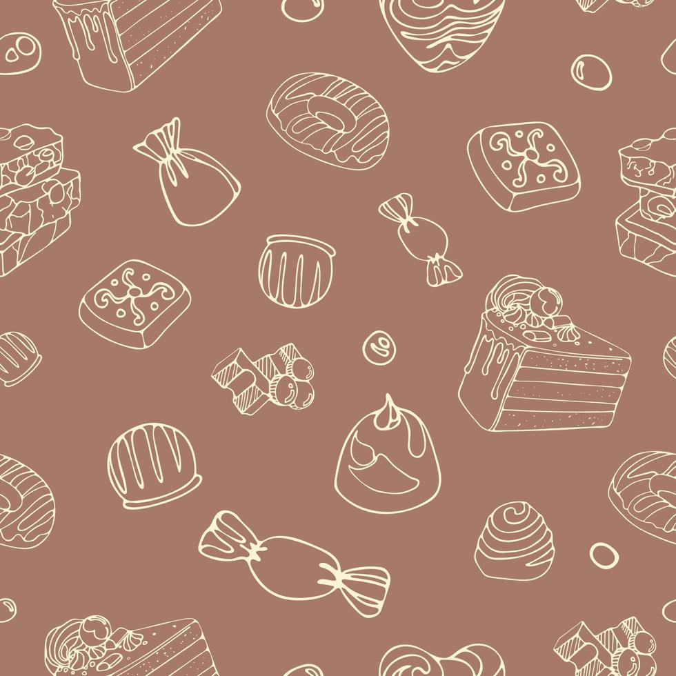 Chocolates in vintage style. Doodle illustrations. vector