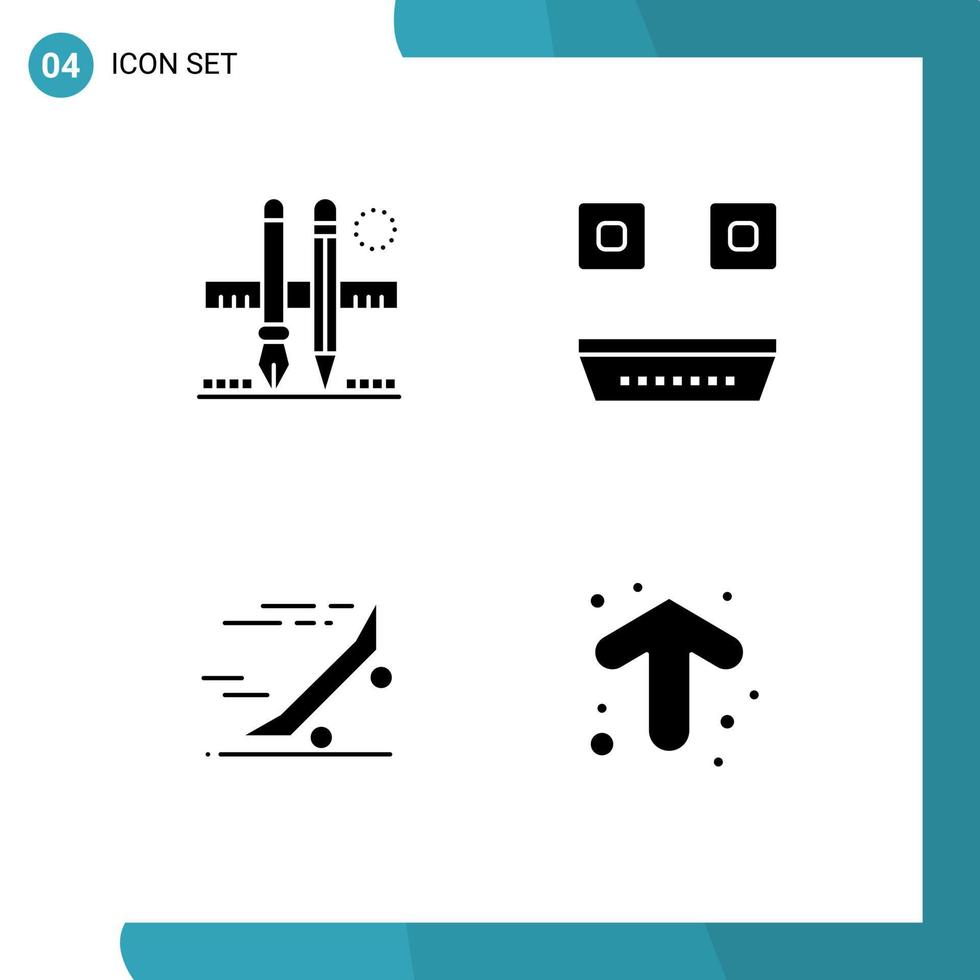 4 conjunto de glifos sólidos universales para aplicaciones web y móviles elementos de diseño de vectores editables para comida a escala rápida estacionaria