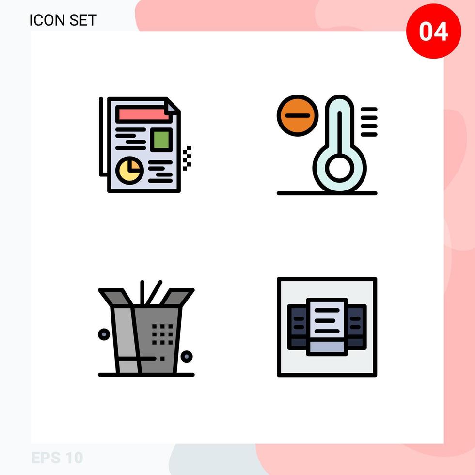 Set of 4 Modern UI Icons Symbols Signs for document price climate food 81 Editable Vector Design Elements