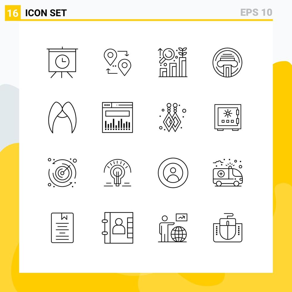 Set of 16 Commercial Outlines pack for movember moustache analysis writer type Editable Vector Design Elements