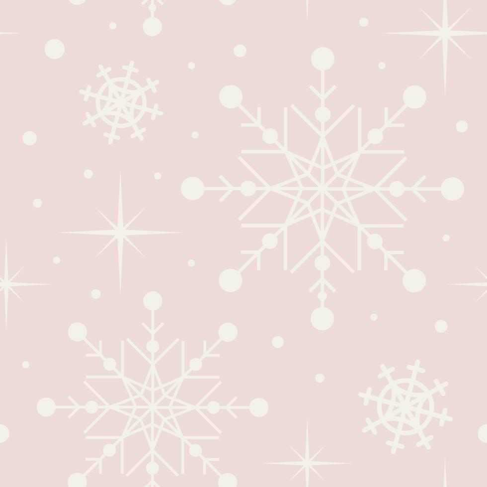 Elegant Christmas Seamless pattern of snowflakes from geometric shapes. In vintage pastel colors. For wallpaper, printing on fabric, wrapping, background vector