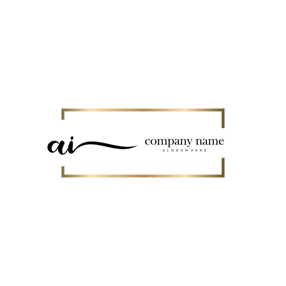 AI Initial Letter handwriting logo hand drawn template vector