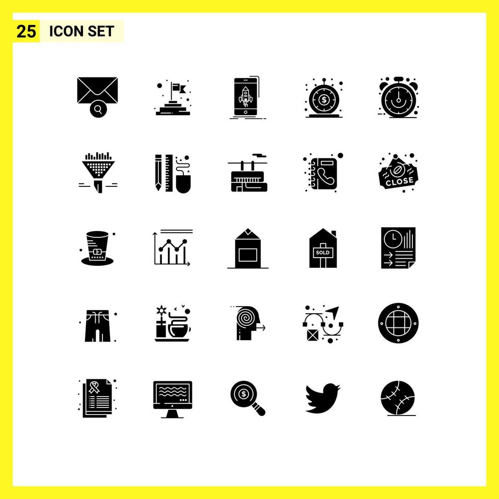 Set of 25 Commercial Solid Glyphs pack for ecommerce quick start money instant Editable Vector Design Elements