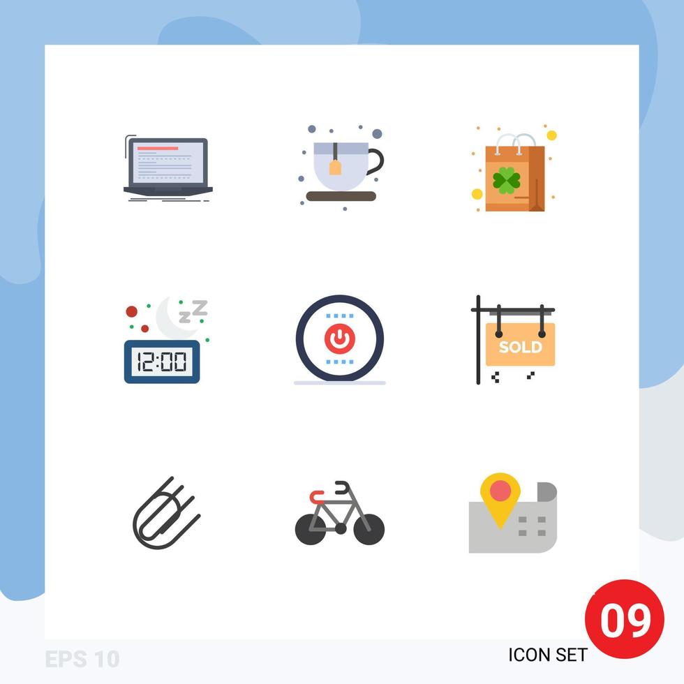 conjunto de 9 iconos de ui modernos símbolos signos para el tiempo noche patrick moon compras elementos de diseño vectorial editables vector