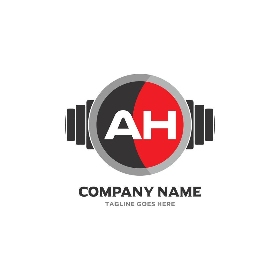 AH Letter Logo Design Icon fitness and music Vector Symbol.