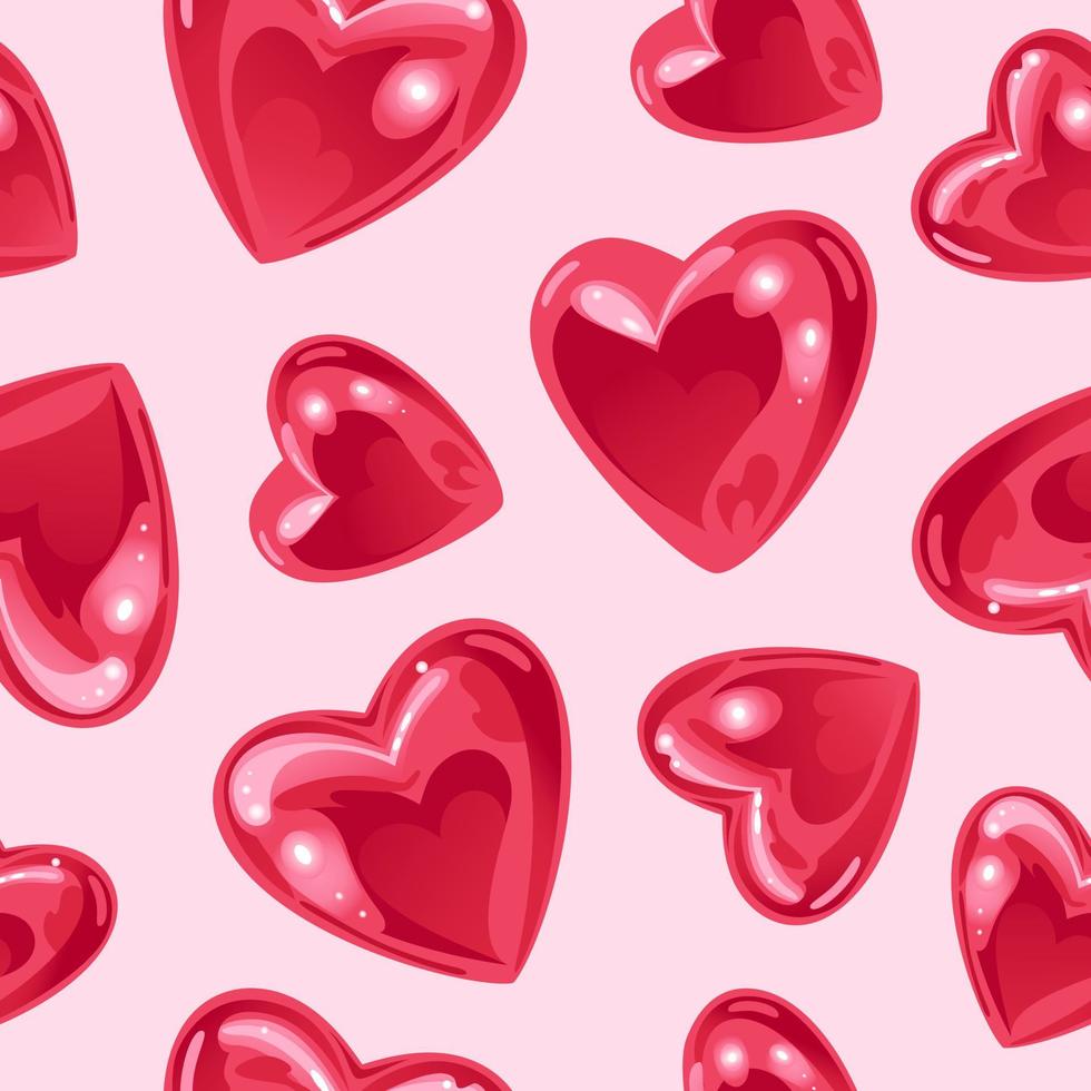 día de San Valentín. patrón transparente brillante con globos realistas brillantes en forma de corazón. para papel tapiz, impresión en tela, envoltura. vector