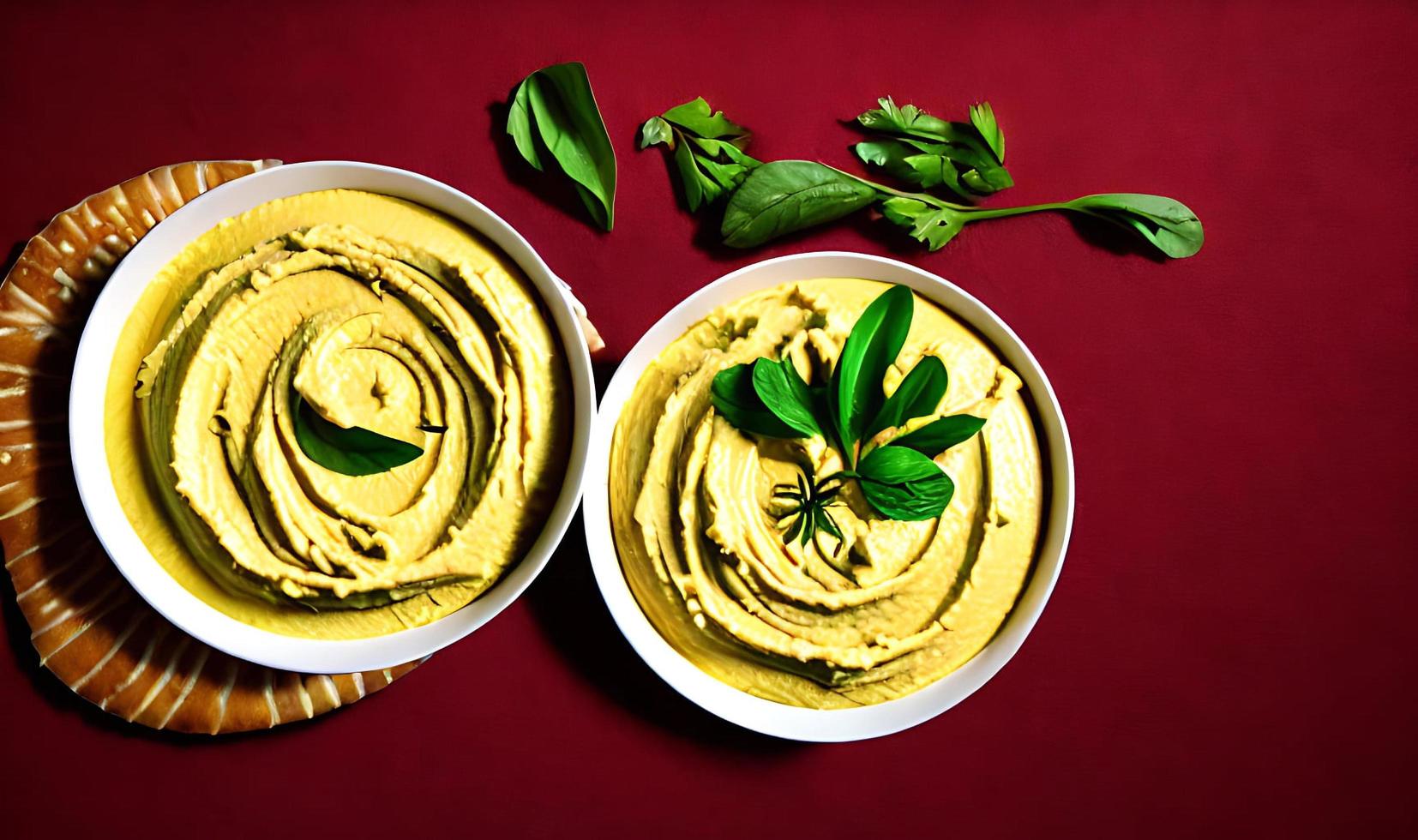 Healthy food. Traditional freshly made organic hummus. photo