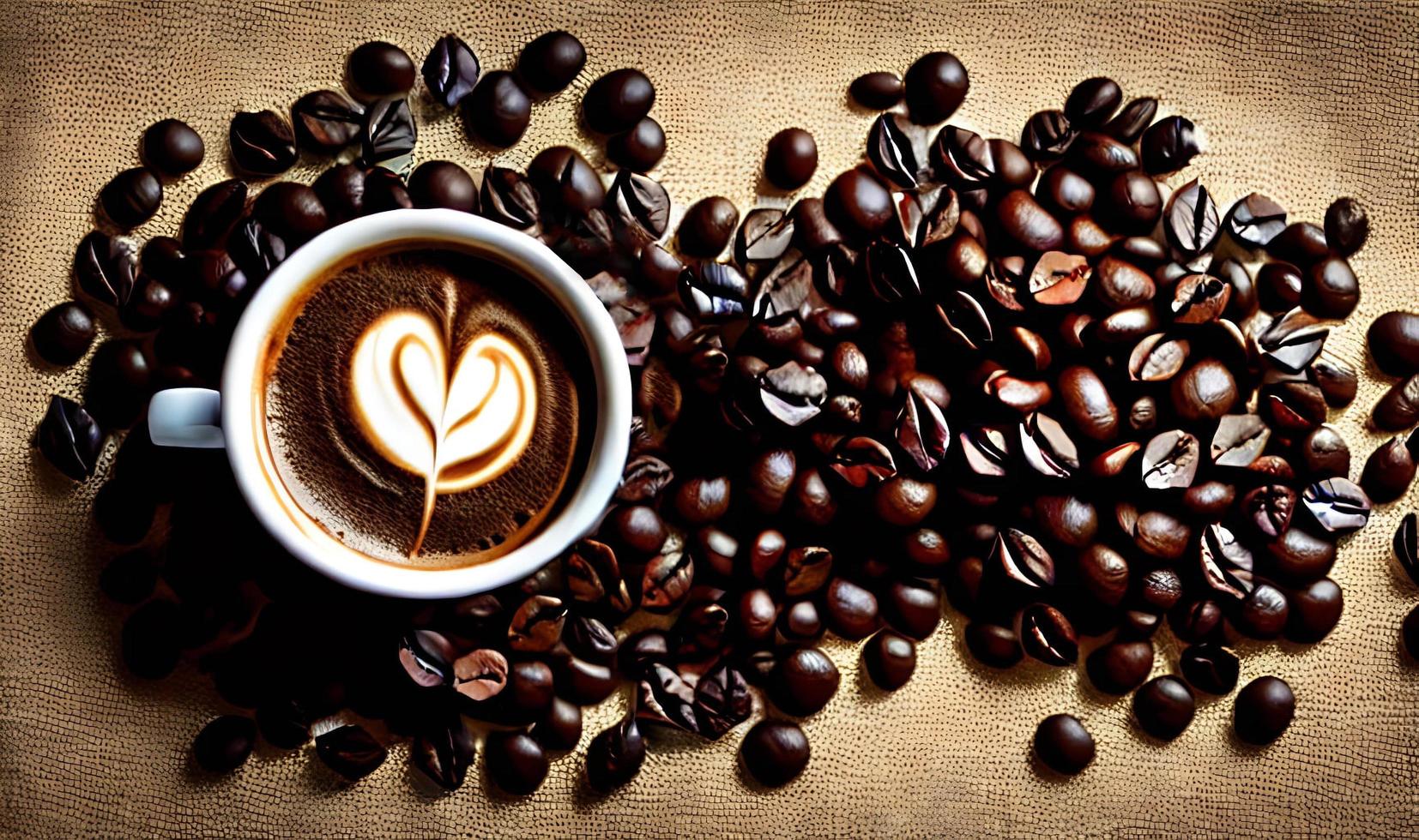 Freshly roasted coffee beans. can be used as background. Coffee composition. photo