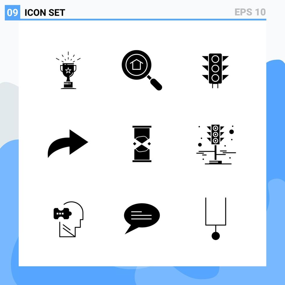 Modern 9 solid style icons. Glyph Symbols for general use. Creative Solid Icon Sign Isolated on White Background. 9 Icons Pack. vector