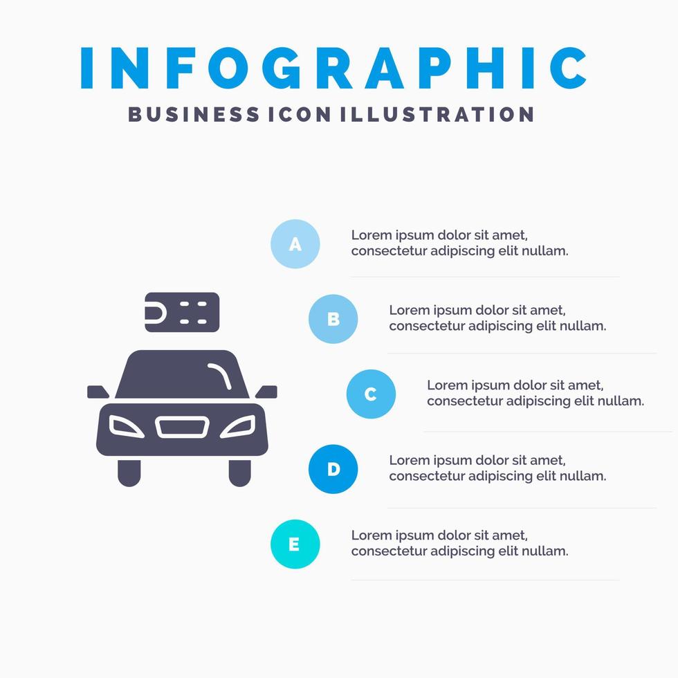 coche ecología eléctrica energía poder sólido icono infografía 5 pasos presentación antecedentes vector