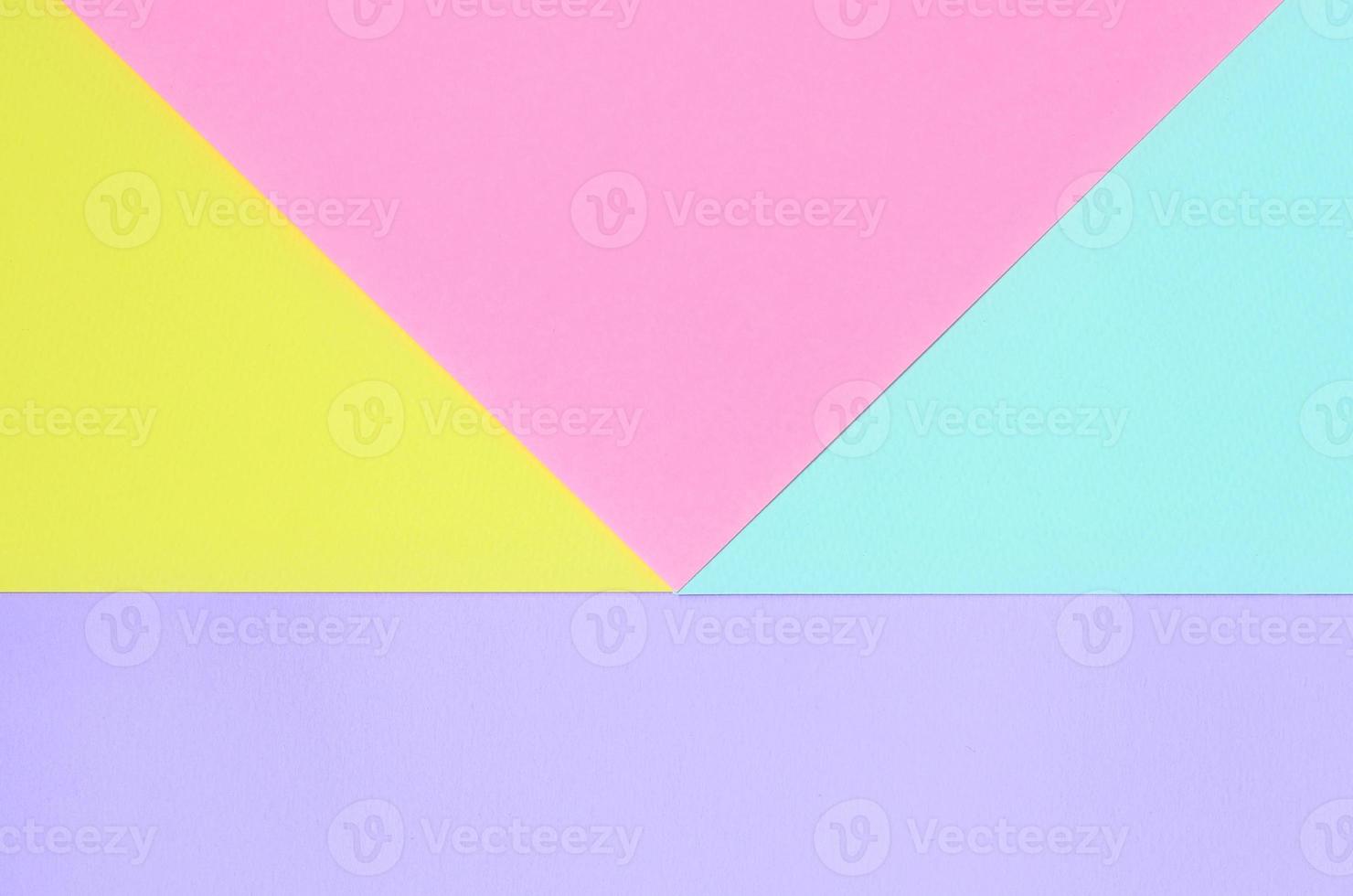 Texture background of fashion pastel colors. Pink, violet, yellow and blue geometric pattern papers. minimal abstract photo