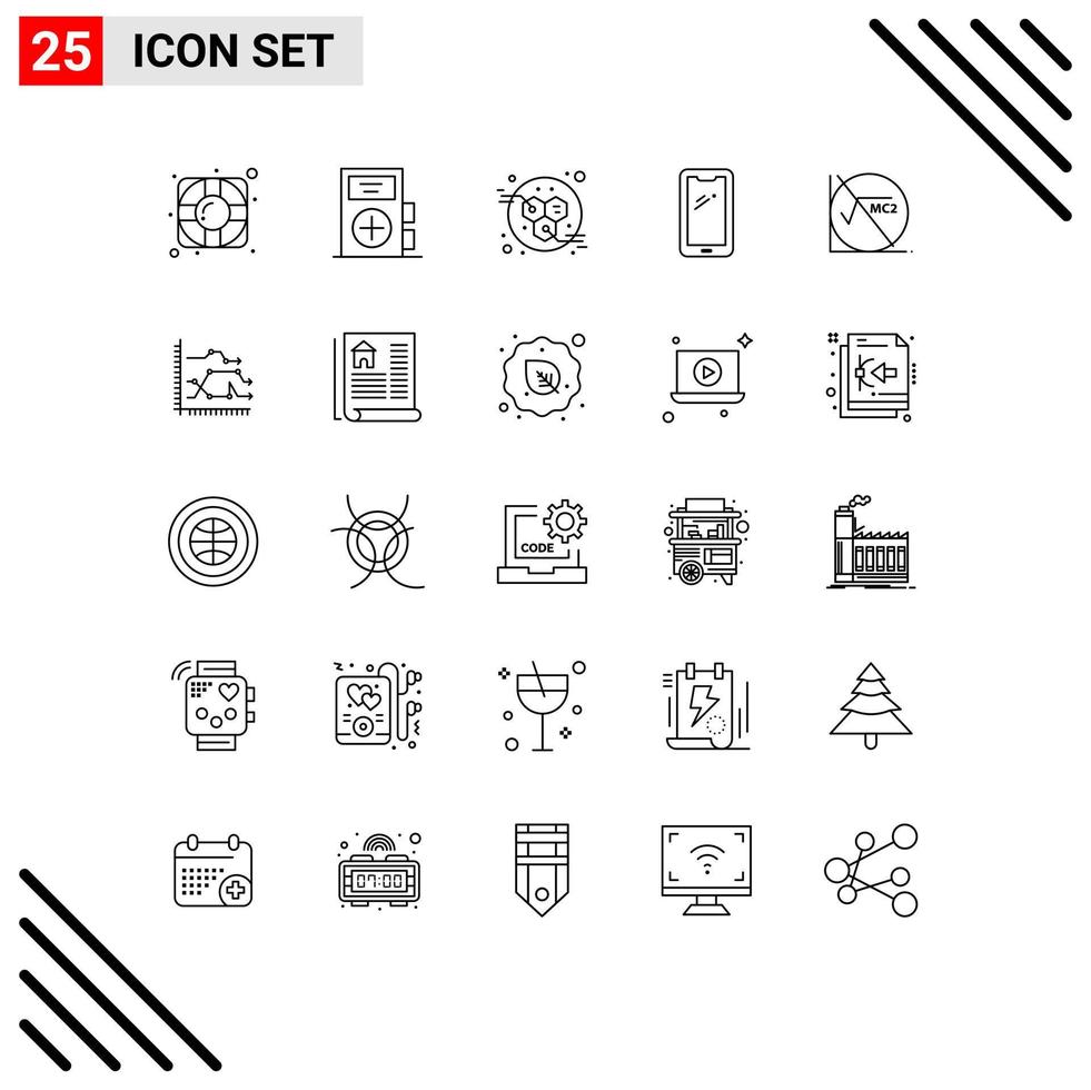 Set of 25 Modern UI Icons Symbols Signs for formula iphone energy android smart phone Editable Vector Design Elements
