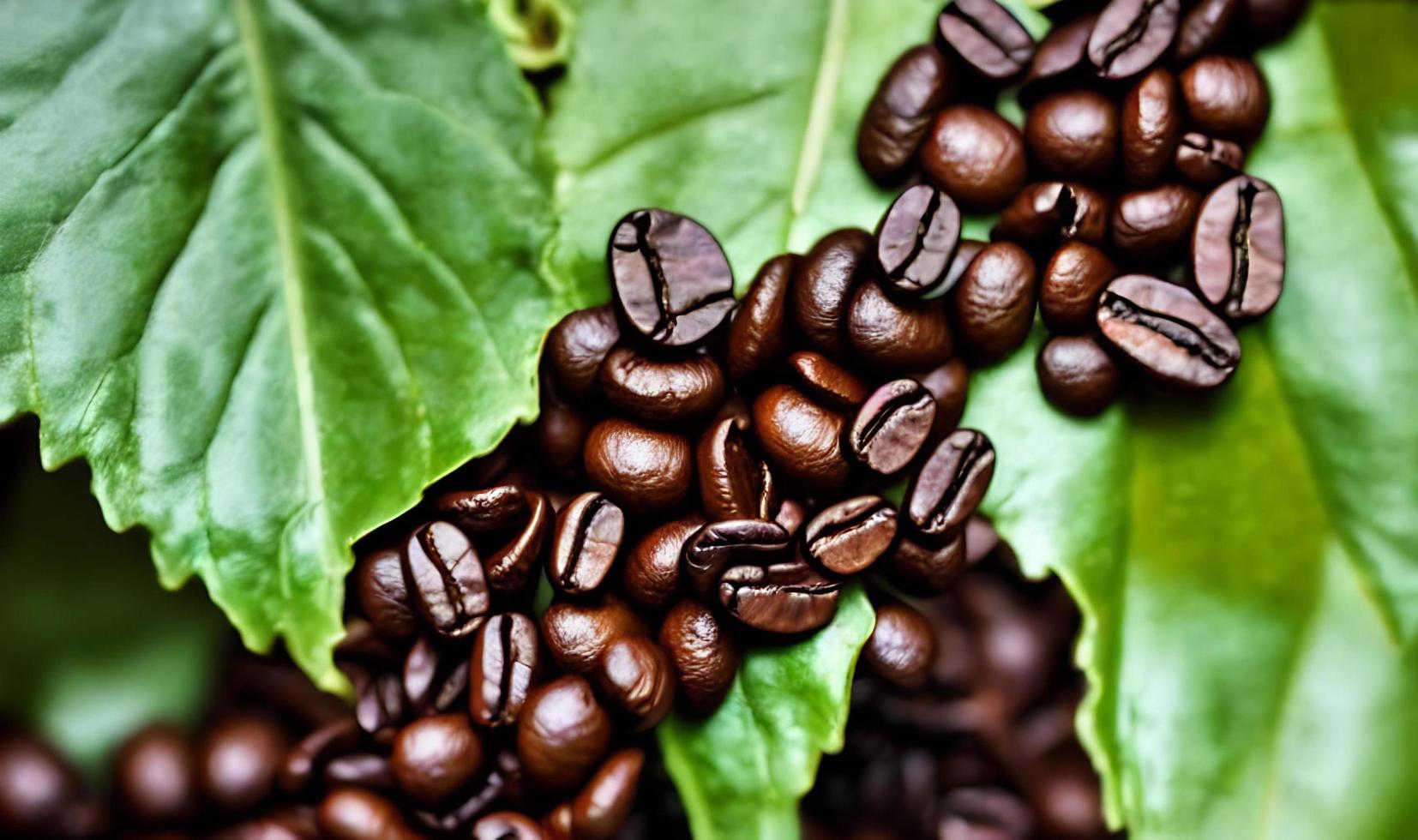 Freshly roasted coffee beans. can be used as background. Coffee composition. photo