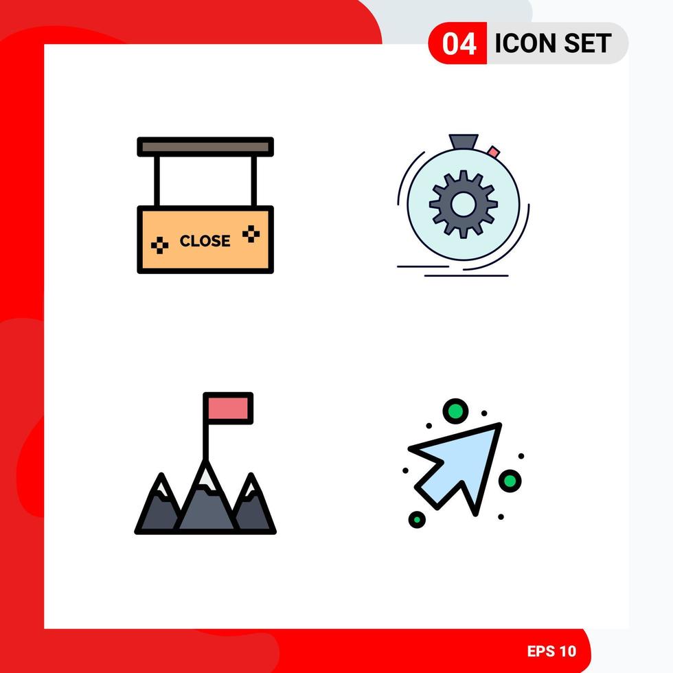Modern Set of 4 Filledline Flat Colors and symbols such as beauty and spa flag close salon performance arrow Editable Vector Design Elements