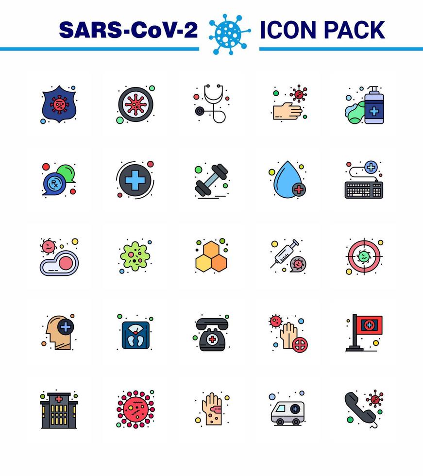 Simple Set of Covid19 Protection Blue 25 icon pack icon included sanitizer soap diagnosis unhealthy dirty viral coronavirus 2019nov disease Vector Design Elements