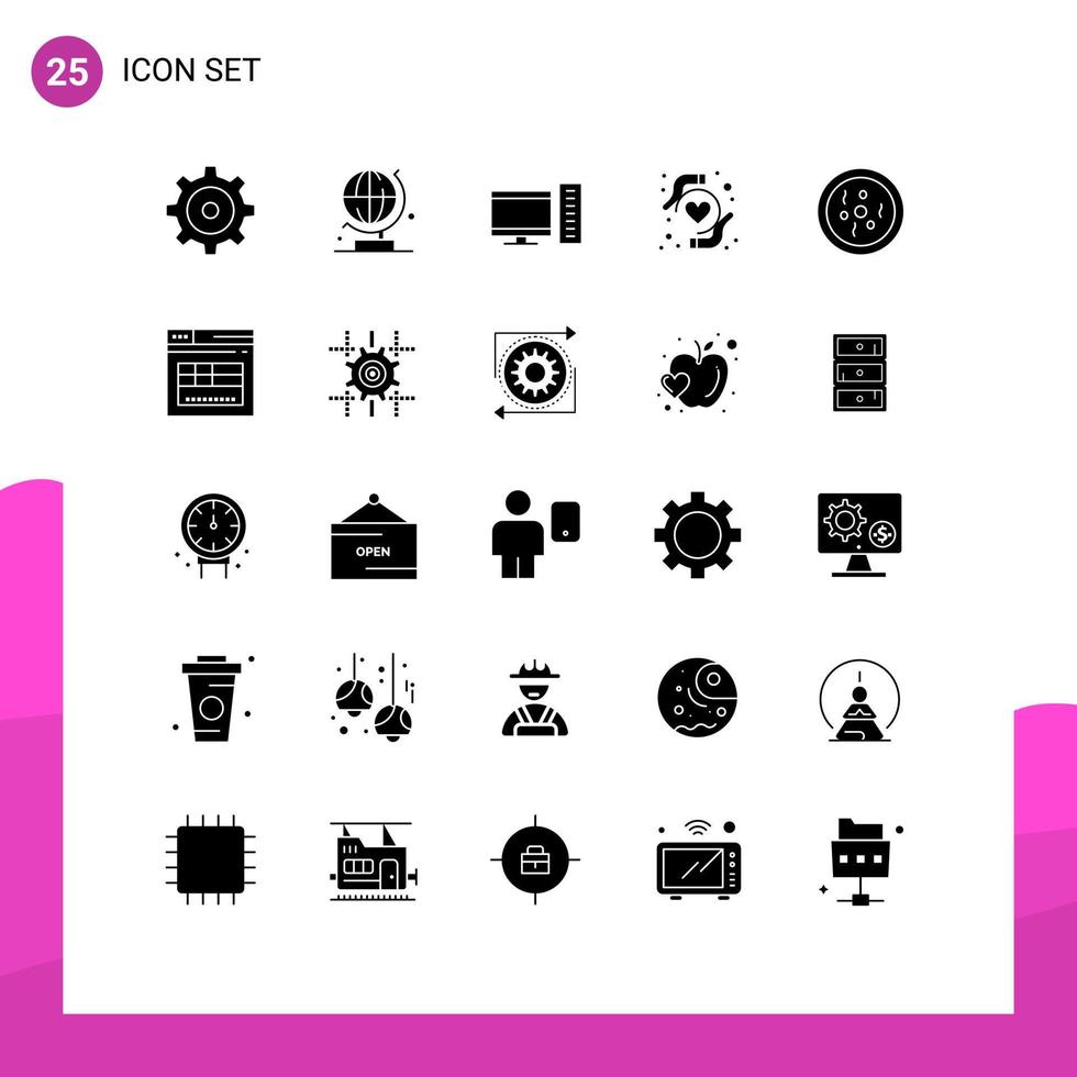 25 Universal Solid Glyphs Set for Web and Mobile Applications secure science server petri chemistry Editable Vector Design Elements