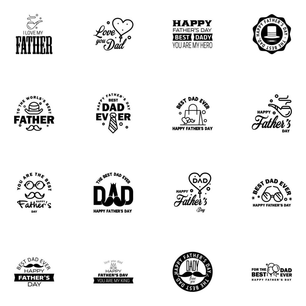 Happy Fathers Day Appreciation Vector Text Banner 16 Black Background for Posters Flyers Marketing Greeting Cards Editable Vector Design Elements