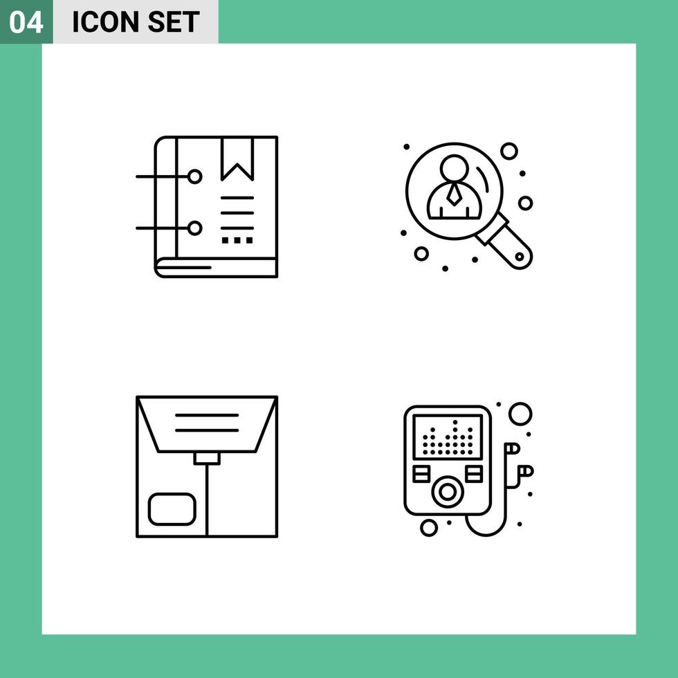 Line Pack of 4 Universal Symbols of book commerce marker management package Editable Vector Design Elements