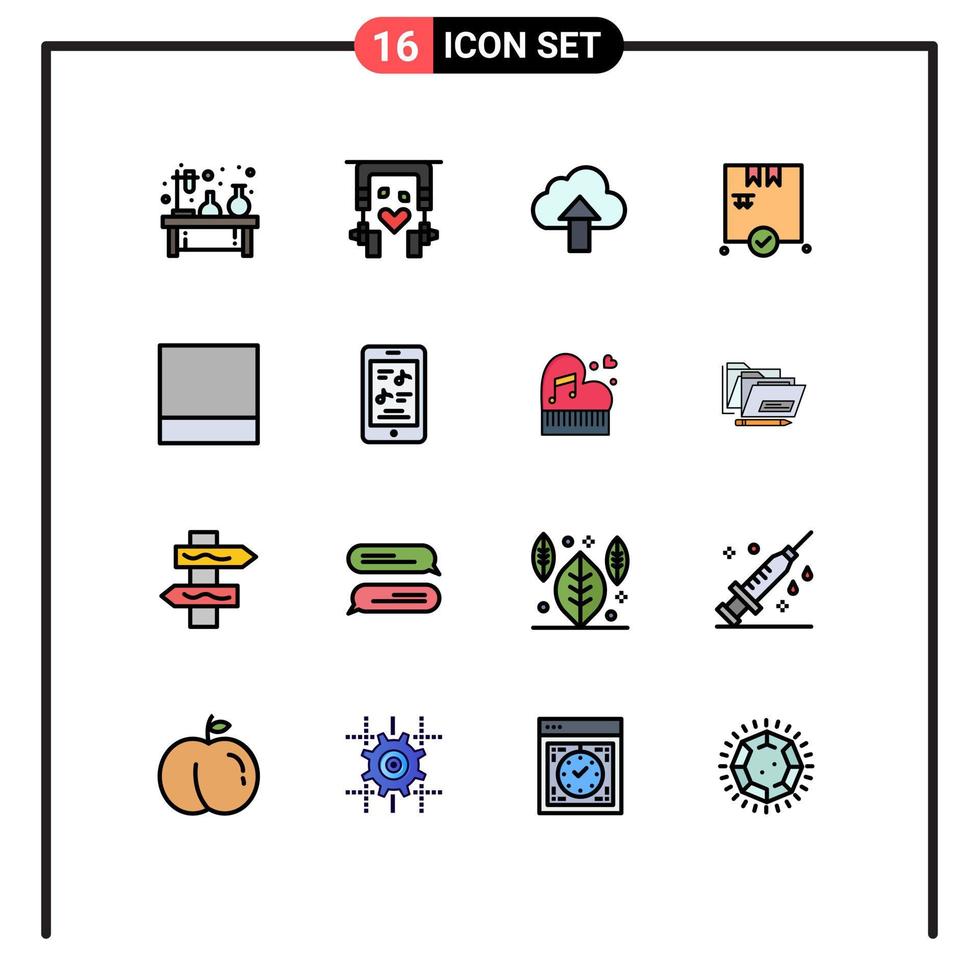 Flat Color Filled Line Pack of 16 Universal Symbols of layout check therapy box cloud Editable Creative Vector Design Elements