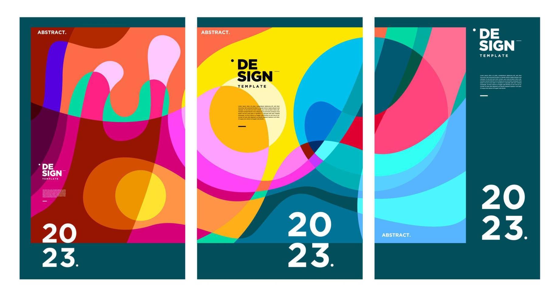 plantilla de diseño de año nuevo 2023 con fondo abstracto colorido fluido vector