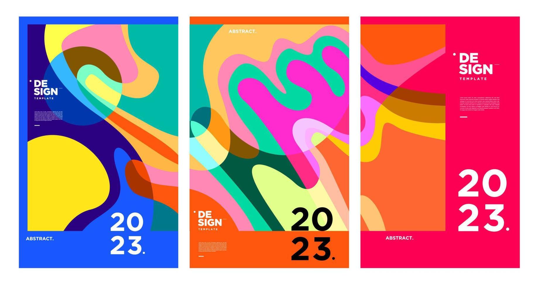 New year 2023 design template with fluid colorful abstract background vector