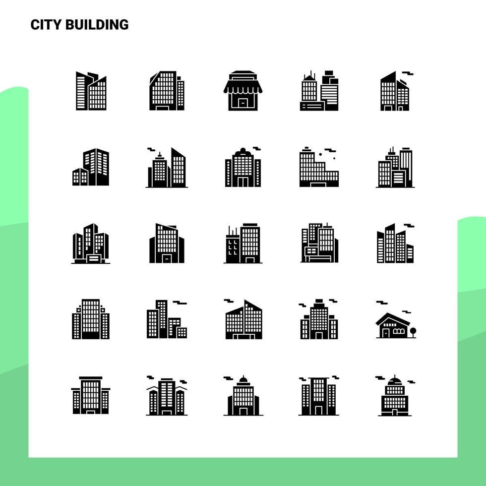 Conjunto de iconos de construcción de 25 ciudades. plantilla de ilustración de vector de icono de glifo sólido para web y móvil. ideas para empresa de negocios.