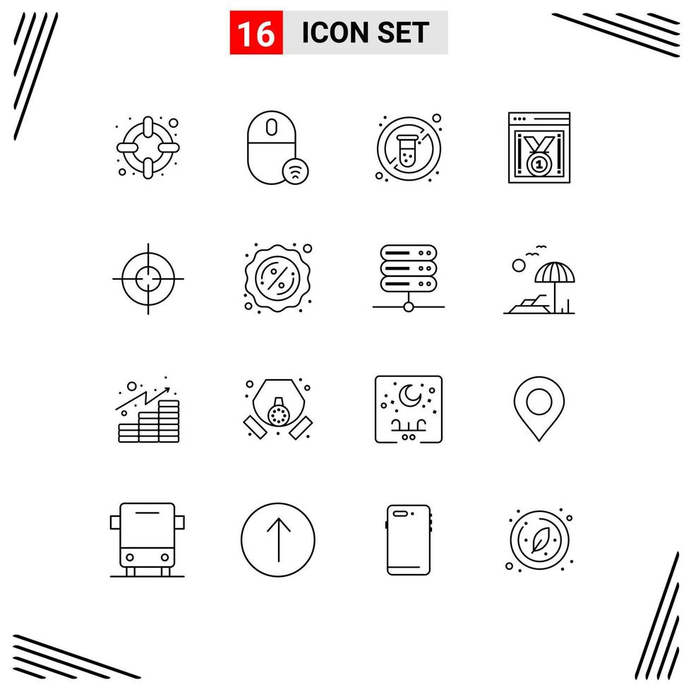 16 Creative Icons Modern Signs and Symbols of aim website progress diet website award best website Editable Vector Design Elements