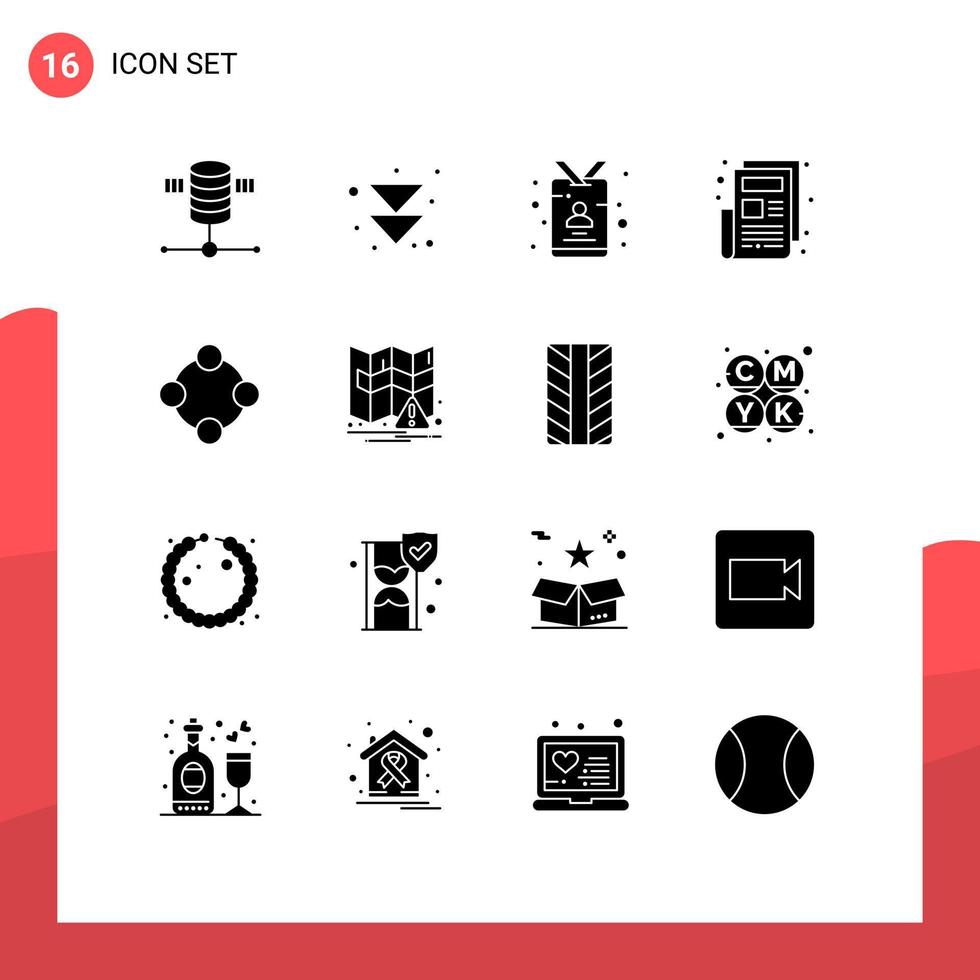 Group of 16 Modern Solid Glyphs Set for infancy baby rattle id newsletter news Editable Vector Design Elements