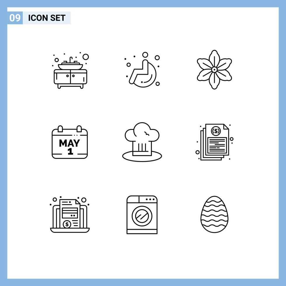 9 Creative Icons Modern Signs and Symbols of cook chef nature cafe day Editable Vector Design Elements