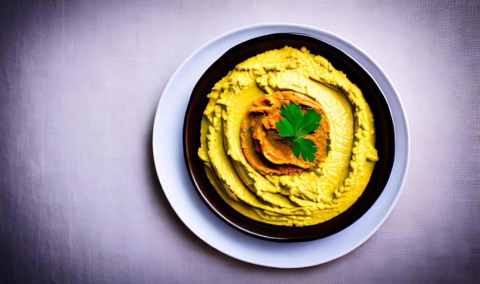 Healthy food. Traditional freshly made organic hummus. photo