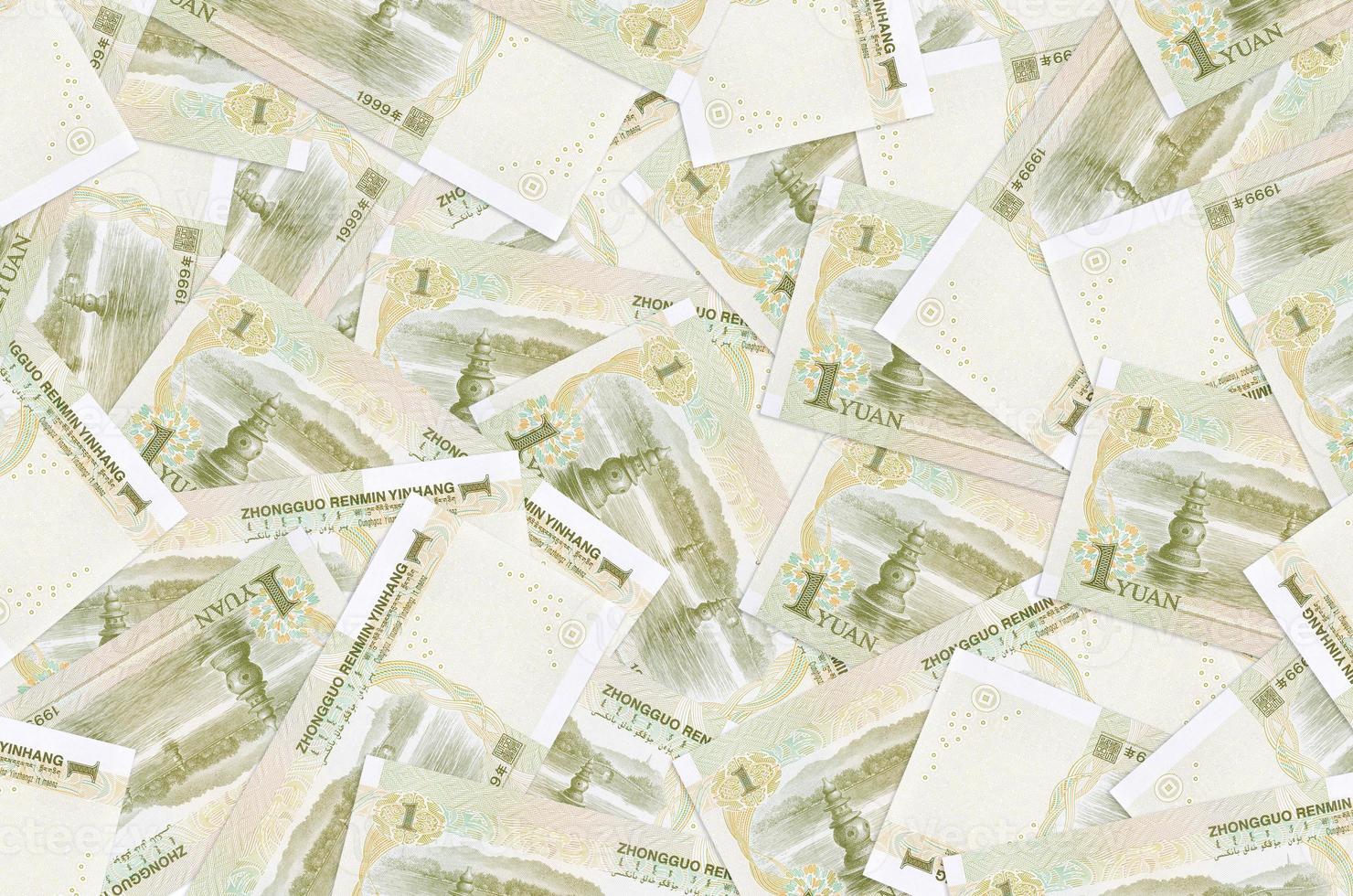 1 Chinese yuan bills lies in big pile. Rich life conceptual background photo