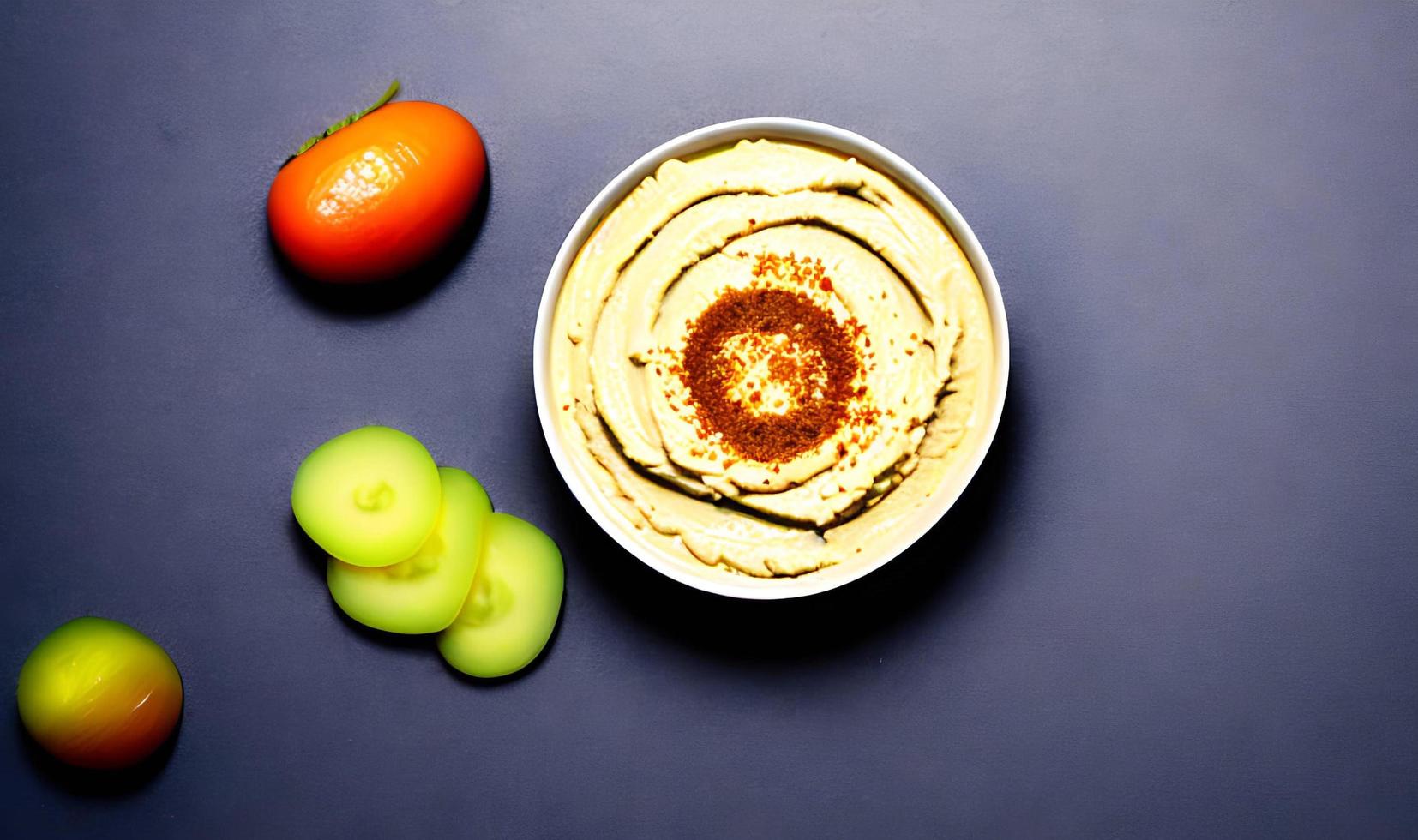 Healthy food. Traditional freshly made organic hummus. photo