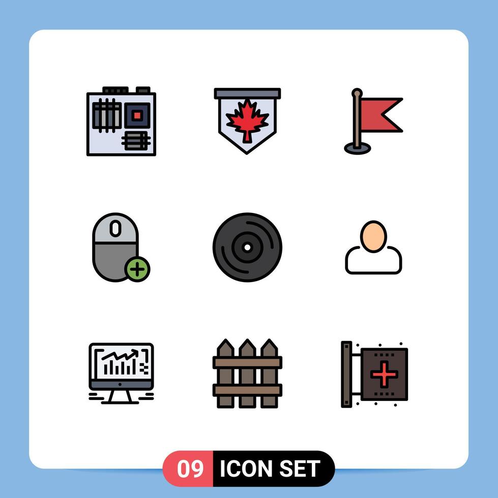 Mobile Interface Filledline Flat Color Set of 9 Pictograms of dj hardware location gadget computers Editable Vector Design Elements