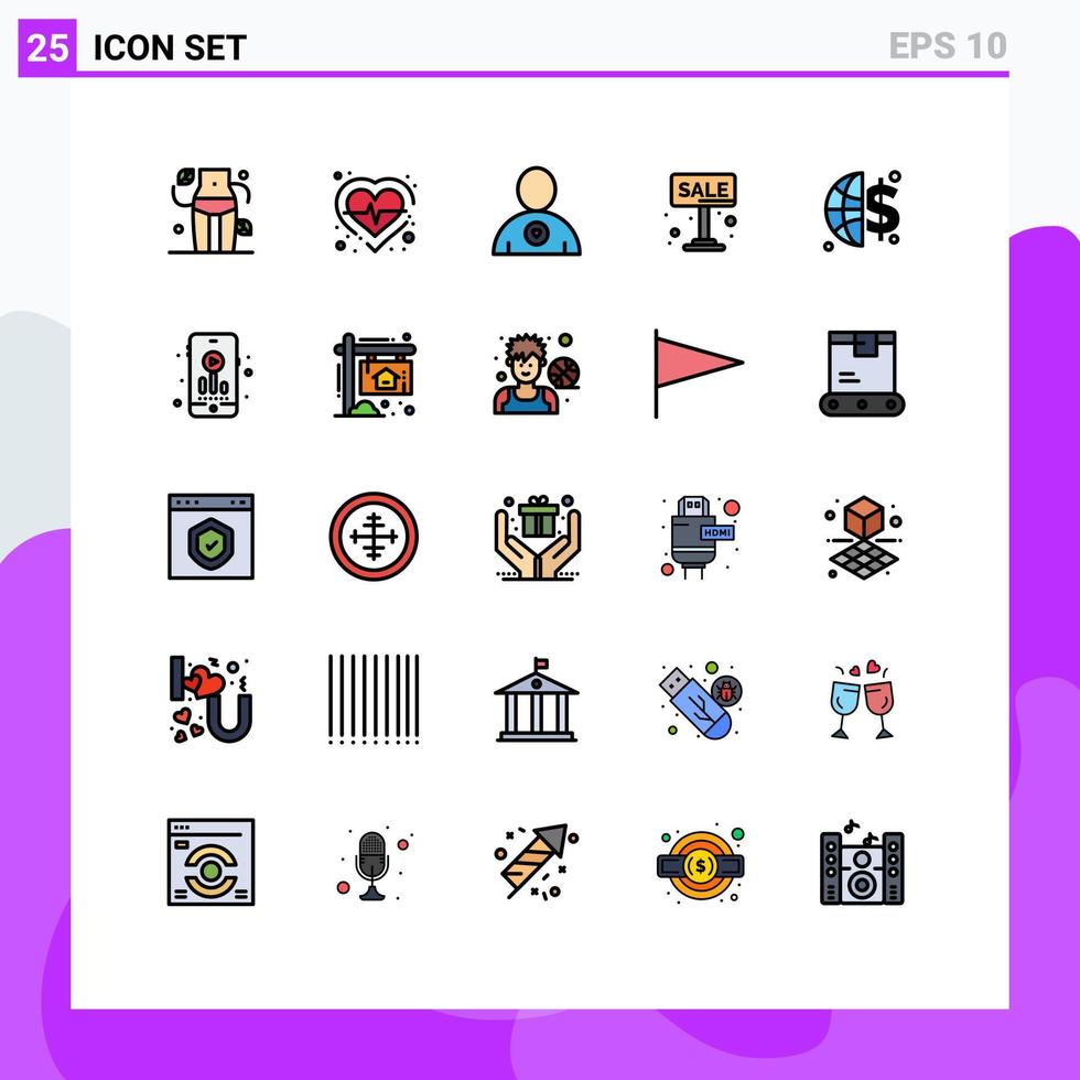 25 Creative Icons Modern Signs and Symbols of global invesment for sale favorite sign advertise Editable Vector Design Elements