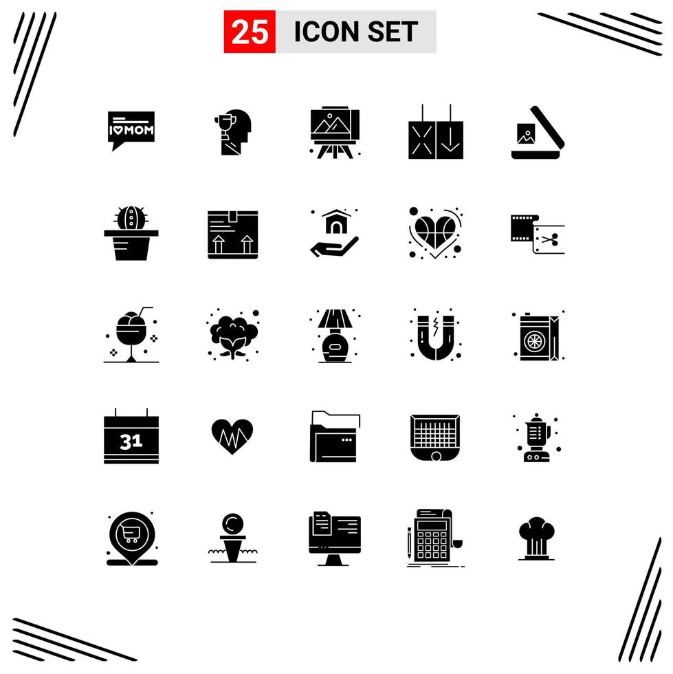 Set of 25 Modern UI Icons Symbols Signs for pot picture art board gallery traffic Editable Vector Design Elements