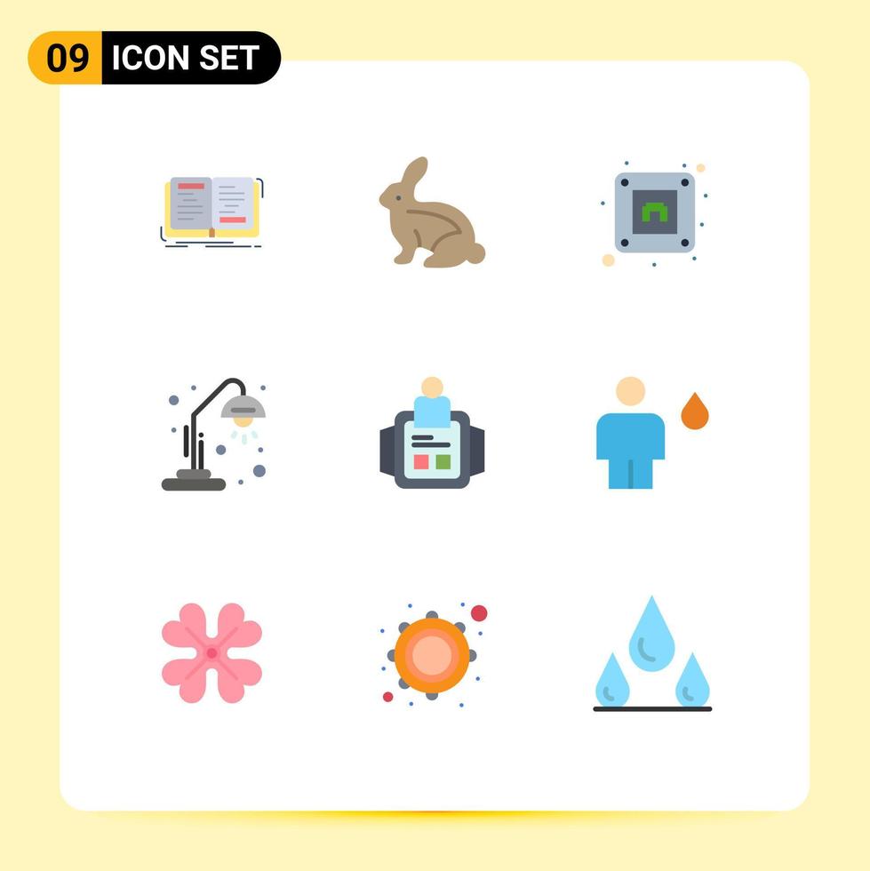 9 Universal Flat Color Signs Symbols of man education rabbit light school Editable Vector Design Elements