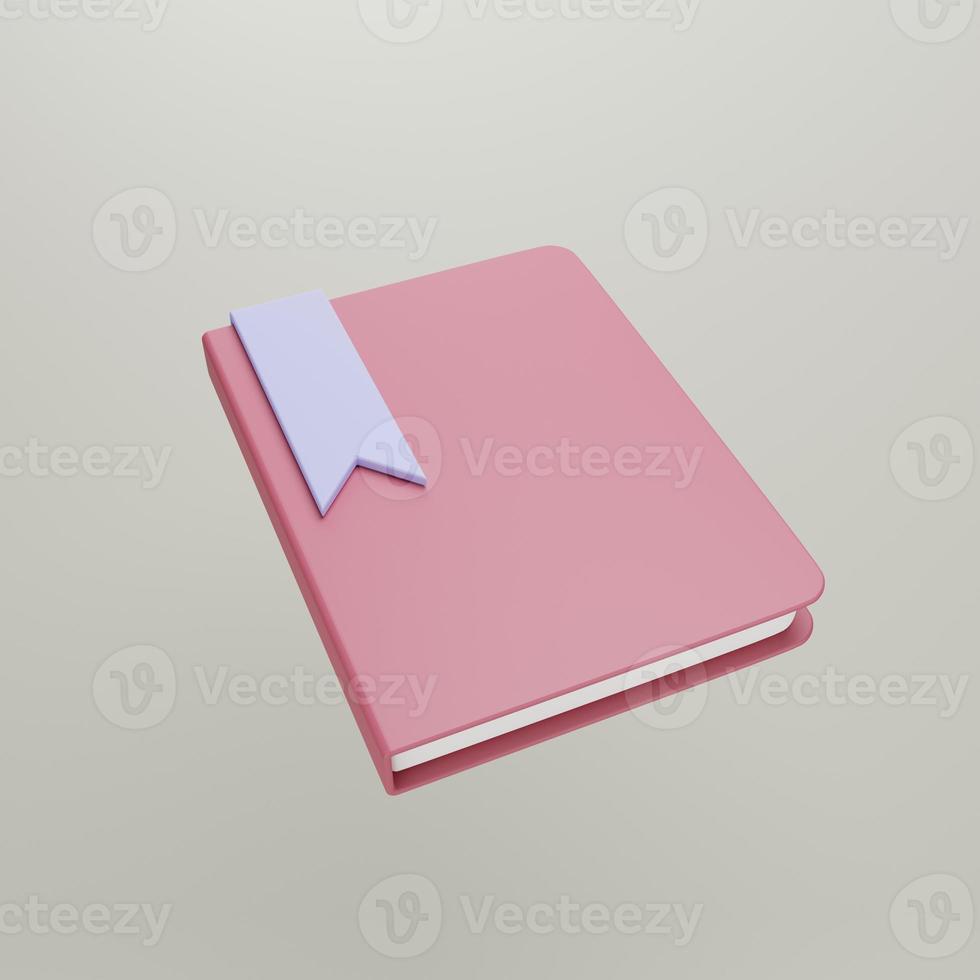3D rendering illustration Cartoon minimal Textbook icon. Education and online class concept. Books icon for web design. photo