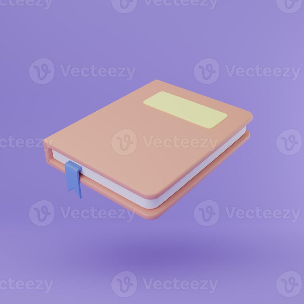 3D rendering illustration Cartoon minimal Textbook icon. Education and online class concept. Books icon for web design. Hardcover educational literature. Interesting fiction and classics. photo