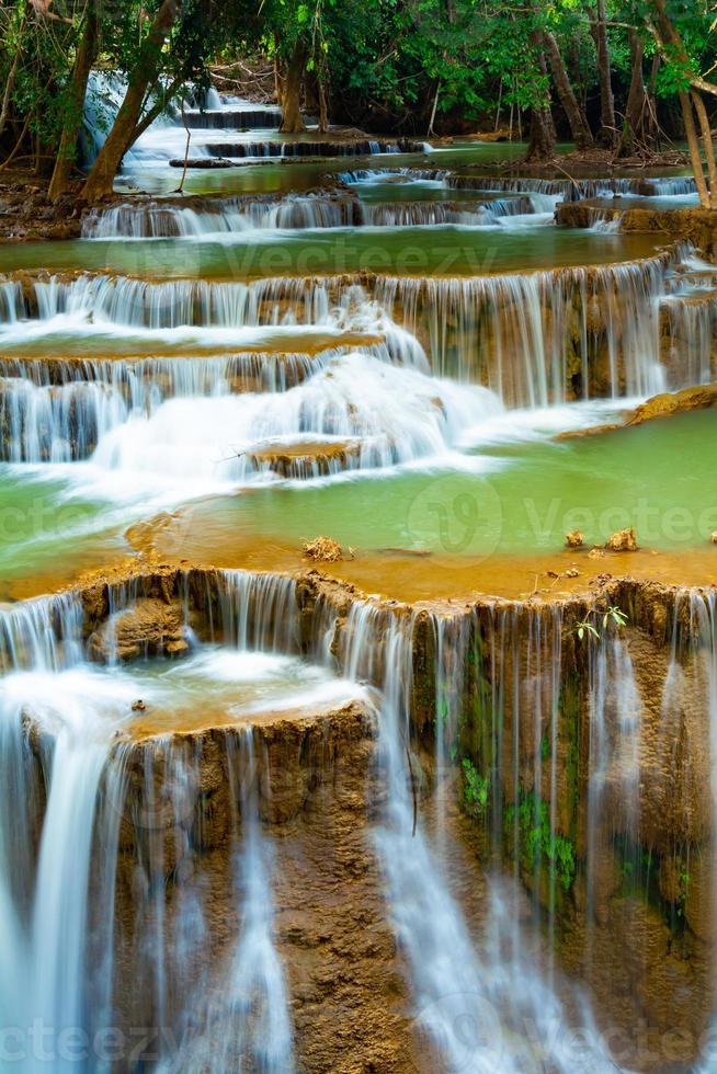 Amazing colorful waterfall in national park forest during spring,beautiful deep forest in Thailand,technic long exposure, during vacation and relax time. photo