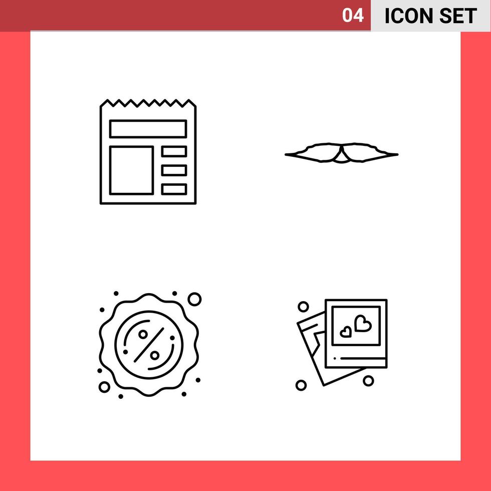 Paquete de 4 símbolos de contorno de estilo de línea de paquete de iconos sobre fondo blanco. señales simples para el diseño general. vector